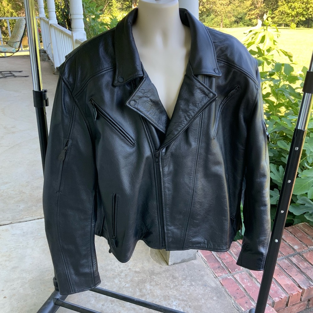 X. Element Motorcycle Jacket Mens Black Leather ZIP Out Liner Size 4XL